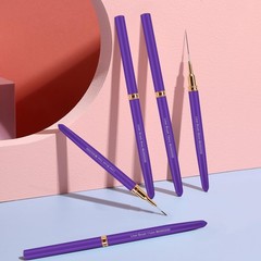 MUIIGOOD Nail Art Liner Brushes, 5Pcs Brush For 7/9/11/15/25mm, Purple