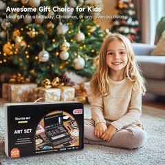 Deluxe All-in-One Wooden Art Set Kids Creative Drawing Painting Supplies New