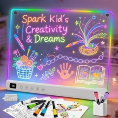 Led Drawing Board with 13 Light Effects, 16″ Rechargeable Glow Doodle Note Board