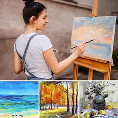 Canvases for Painting, 40X30, 30X20, 20X15, 8 Set Stretched White Canvas with Pe