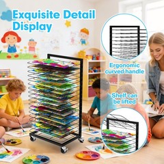 Homelio Art Drying Rack for Painting 18 Removable Shelves(A3) Metal,Mobile Lo…