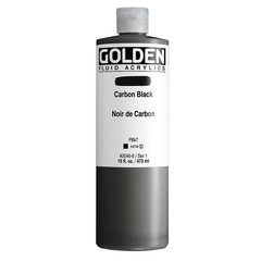 16 fl oz Carbon Black Fluid Professional Acrylic Paint Opaque Artist Craft