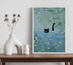 Paint by Numbers Kit for Adults, Vintage Monet Water Lilies Cat Canvas Adult Pai