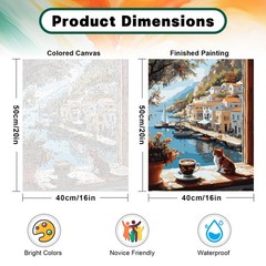 Paint by Numbers Kit for Adults Beginner Cat, Seaside Landscape Easy Adult Paint