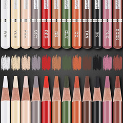 Professional Colored Charcoal Pencils Drawing Set, Skin Tone Colored Pencil, Pas