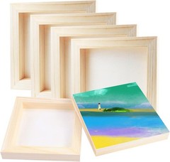 FSWCCK 10 Pack 6 x 6 inch Wood Panel Boards, Unfinished Wood Canvas Panels for C
