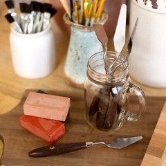 ToolTreaux Steel and Polished Wood Assorted Soft Medium Sculpting Spatulas, 5pc