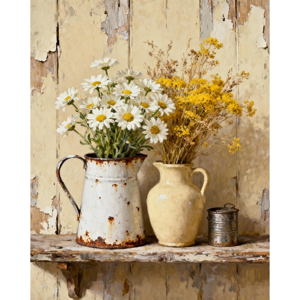 Vintage Flowers Paint by Numbers Kit for Adults, Daisy Paint by Numbers for B…