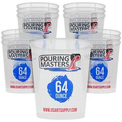 12 Pouring Masters 64 Ounce 2000ml Graduated Plastic Paint Mixing Cups, Measure