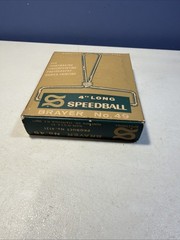 VTG SPEEDBALL PRINTMAKING LOT: NO 49 4″ BRAYER ROLLER BOXED + 5 LINO CHISELS