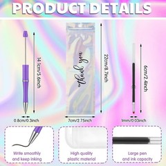 150 Pcs DIY Beadable Pens Kit 50 Plastic Shaft Black Ink Beaded Refills
