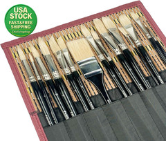 Oil Paint Brush Set 15PCS Natural Hog Bristle Long Handle