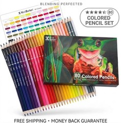 80 Colored Pencils, Soft Core Color Pencil Set for Adult Coloring Books Artist..