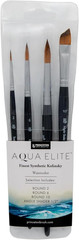Aqua Elite Watercolor Paint Brush Set, 4-Piece Professional Synthetic Brushes wi