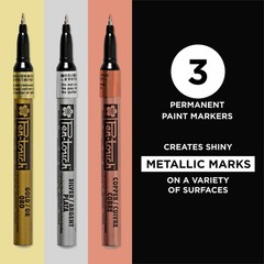 3Piece Extra Fine Paint Markers Set 0.7mm in Gold, Silver, Copper