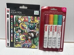 Marabu Graphix Aqua Pen 12 pack Watercolour Twin Felt Tip Pens& Craftsmart 4pk