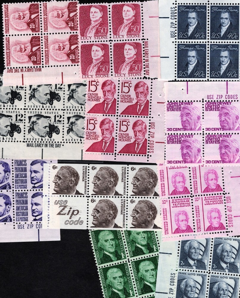 1965-1979 – Choose from ALL Zip and Mail Early Blocks PROMINENT AMERICANS MNH US