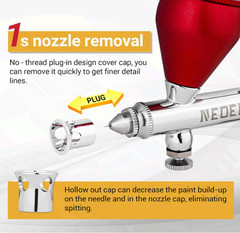 Dual-Action Gravity Feed Airbrush Kit w/ 0.2/0.3/0.5mm Nozzles, Red