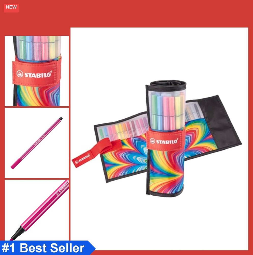 Fiber-Tip Pens 25 Count Assorted Colors 1mm Fine Tip Washable Ink for Drawing