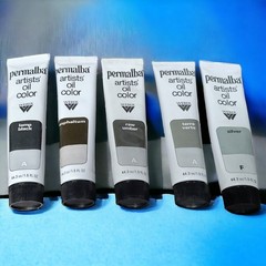 VTG Unused Weber Permalba Oil Paint Silver Asphaltum Raw Umber Black Terra Verte