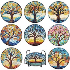 LWZAYS 8 PCS Tree of Life 4 inches x 4 x 0.1 inches, Coasters-BDWY153