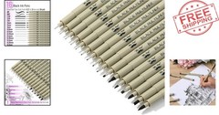 Professional Black Multiliners – 16 Sizes from 0.2mm to 3.0mm for Precision Art