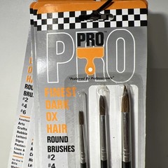 Lot Of 8 Packs Of 3-Piece Dark Ox Hair Round Artist Brushes #2, #4, #6 PRO 10107