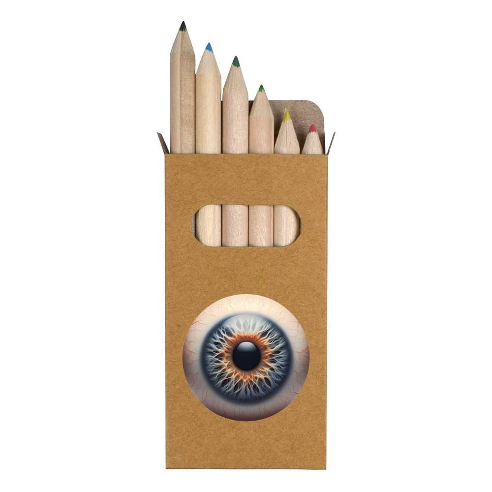 6 x ‘Human Eyeball’ Short 85mm Pencils / Coloured Pencil Set (PE00091008)