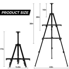 Art Easel for Painting and Display – Adjustable Floor 66 Inch Folding Aluminu…