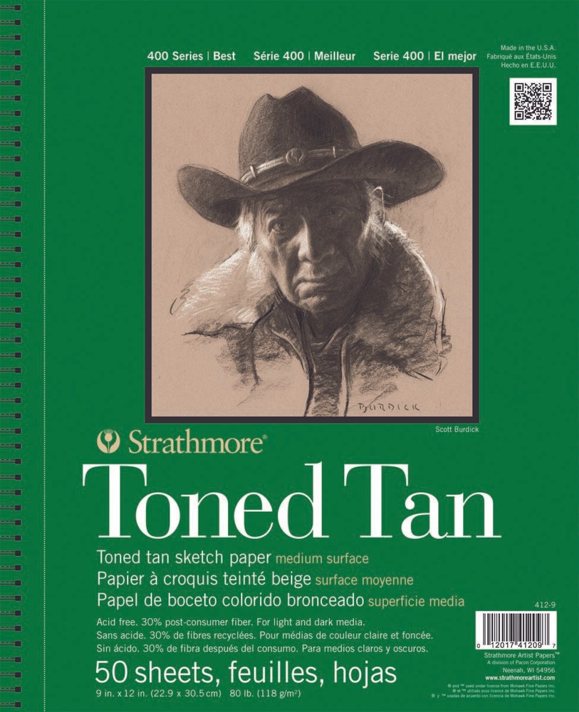Strathmore 400 Series Toned Tan Sketch Pad, 9″x12″” 50 Sheets Wired Bound