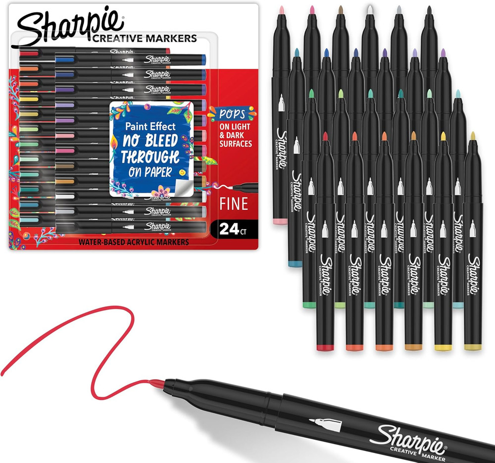 Sharpie Creative Markers Variety Pack, Water-Based Acrylic Paint Markers, Fine T