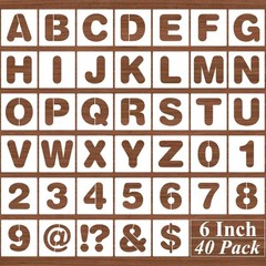 6 Inch Alphabet Letter Stencils – 40 Pack Letter Number Stencil Templates wit…
