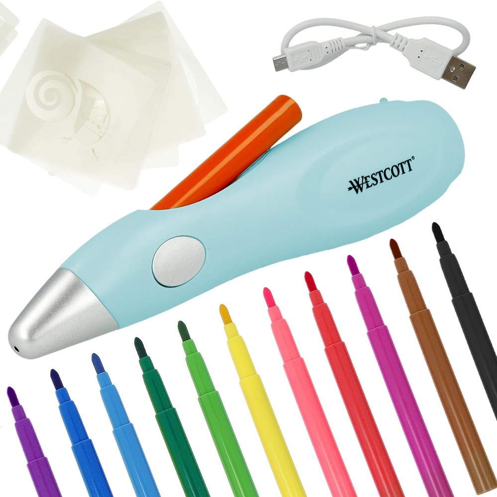 Pen Airbrush Set for Adults and Children with 12 Felt Markers & 10 Stencils f…