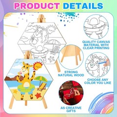 Watersay 12 Set Kids Pre Drawn Canvas For Painting Kit 12 Pcs 6 X 6 Animals
