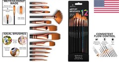 Premium 12 Brush Set – Ergonomic Design for Watercolor, Oil & Acrylic Painting