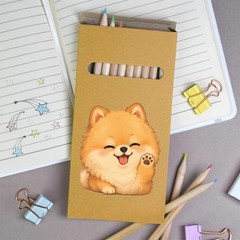12 x ‘Waving Pomeranian Dog’ Long Colour Pencils (PE00097559)