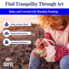 Complete Beginner’s Mandala Painting 46 Piece Kit with Acrylic Paints, Reusab…
