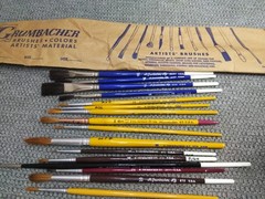 VTG Grumbacher Artists Brushes Oil Paint Watercolor MIXED LOT (14-BRUSHES) NEW