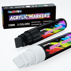 Fansarriche Acrylic Paint Markers, 15Mm Jumbo Felt Tip, Black and White Colored