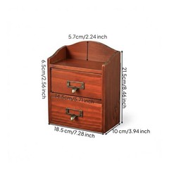 Retro Wooden Desk Drawers Sturdy Wood Vintage Desktop Cabinet Space-Saving
