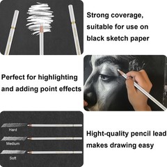 White Charcoal Pencils, Pack of 12 Charcoal Drawing Pencils, Charcoal Pencils…