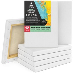 Stretched Canvas, 5 x 7 Inches, Pack of 12, Blank White Canvas for Painting f…