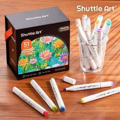 Pastel Alcohol Markers Brush tip, Dual Tip Brush & Fine Tip Art Marker Set, 5…
