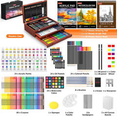 Art Supplies, 192-Pack Deluxe Art Set Drawing Painting Supplies Kit with Acrylic