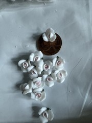 New Old Stock Lot Mini Bisque Porcelain Roses Ivory/Pink Crafts Project 100+ Pcs