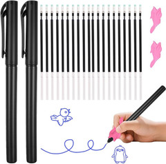 20 Pc Magic Disappearing Ink Pens for Grooved Handwriting Practice Reusable Book