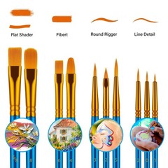 Paint Brushes Set for Acrylic Painting, 20 Pcs Oil 7.7 inches, Blue