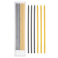 12Pcs 2.8mm Carpenter Pencil Refill, Solid Dry Pencil Refill, Black, Yellow