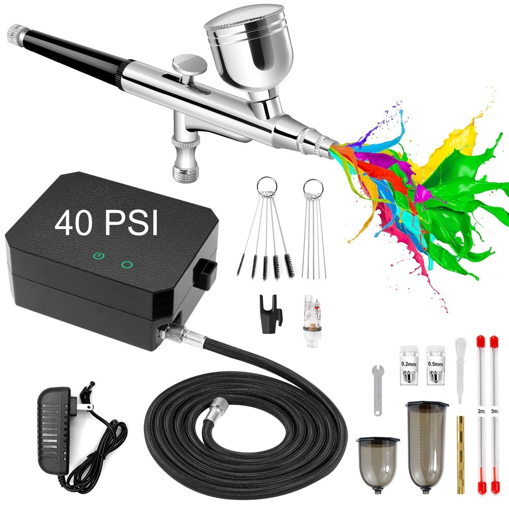 Airbrush Kit With Air Compressor 40 Psi High Pressure Air Brush Kit Dualaction A