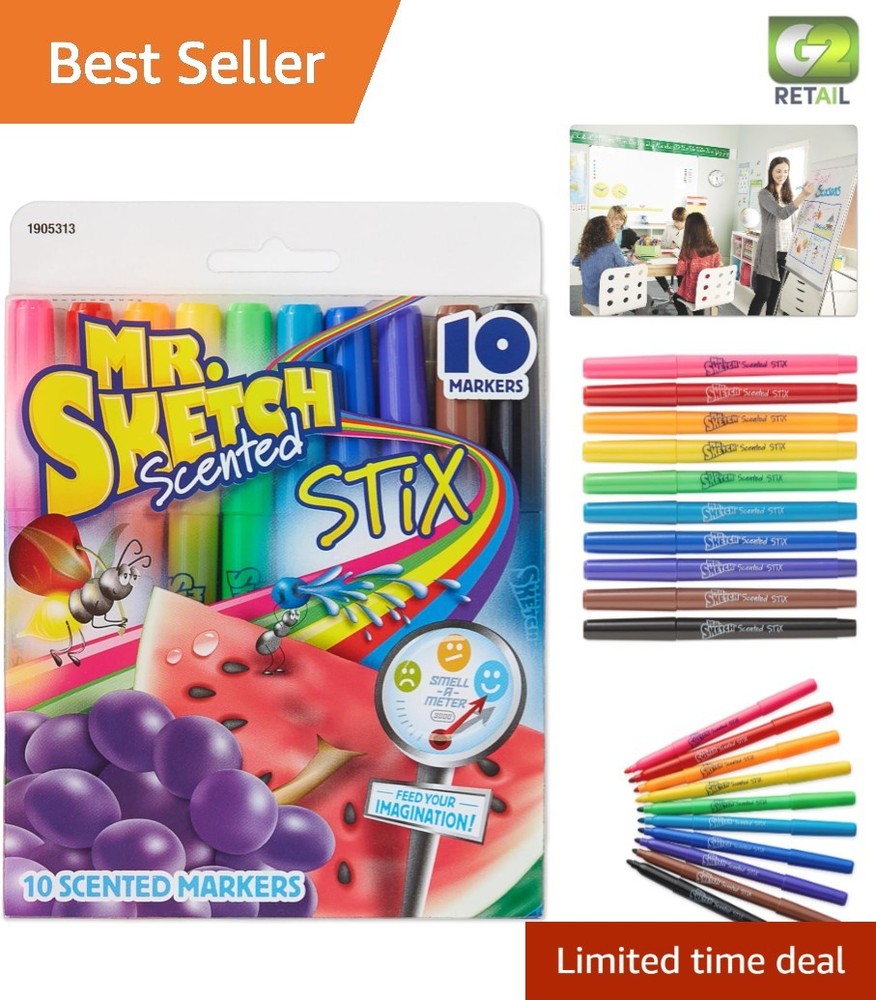 Vibrant Scented Fine Tip Markers – 10 Color Set for Imaginative Young Artists